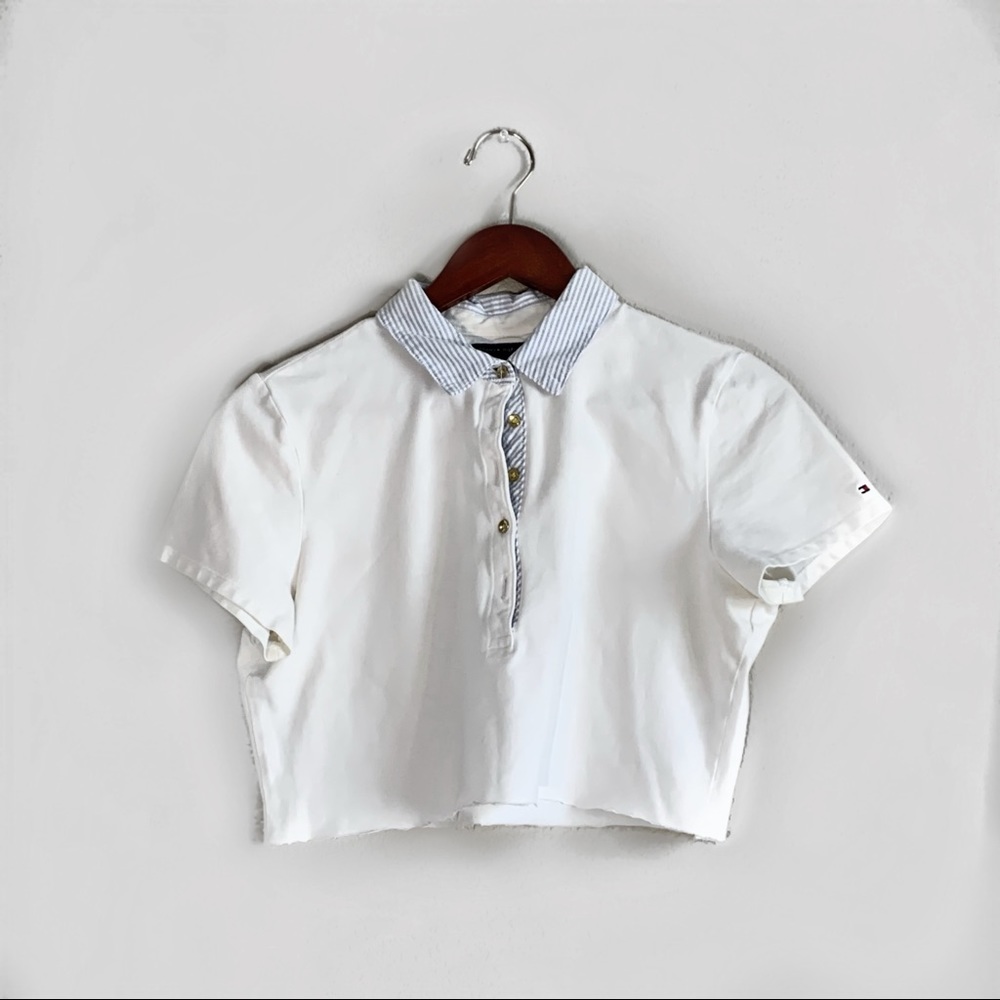 TOMMY HILFIGER COLLARED CROP TOP